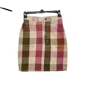 Guess High Rise Plaid Denim Classic Pencil Skirt Jeans Size 26